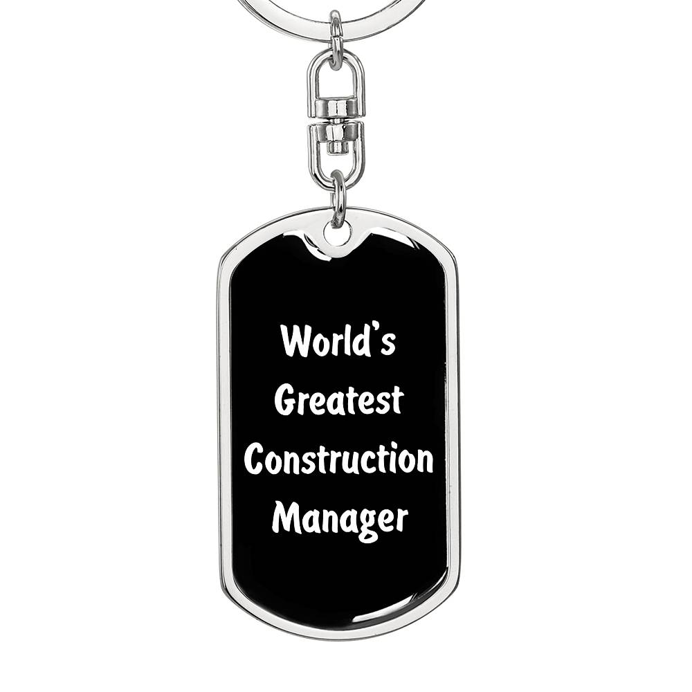 World's Greatest Construction Manager v3 - Luxury Dog Tag Keychain