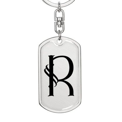 Initial R v001-11 - Luxury Dog Tag Keychain