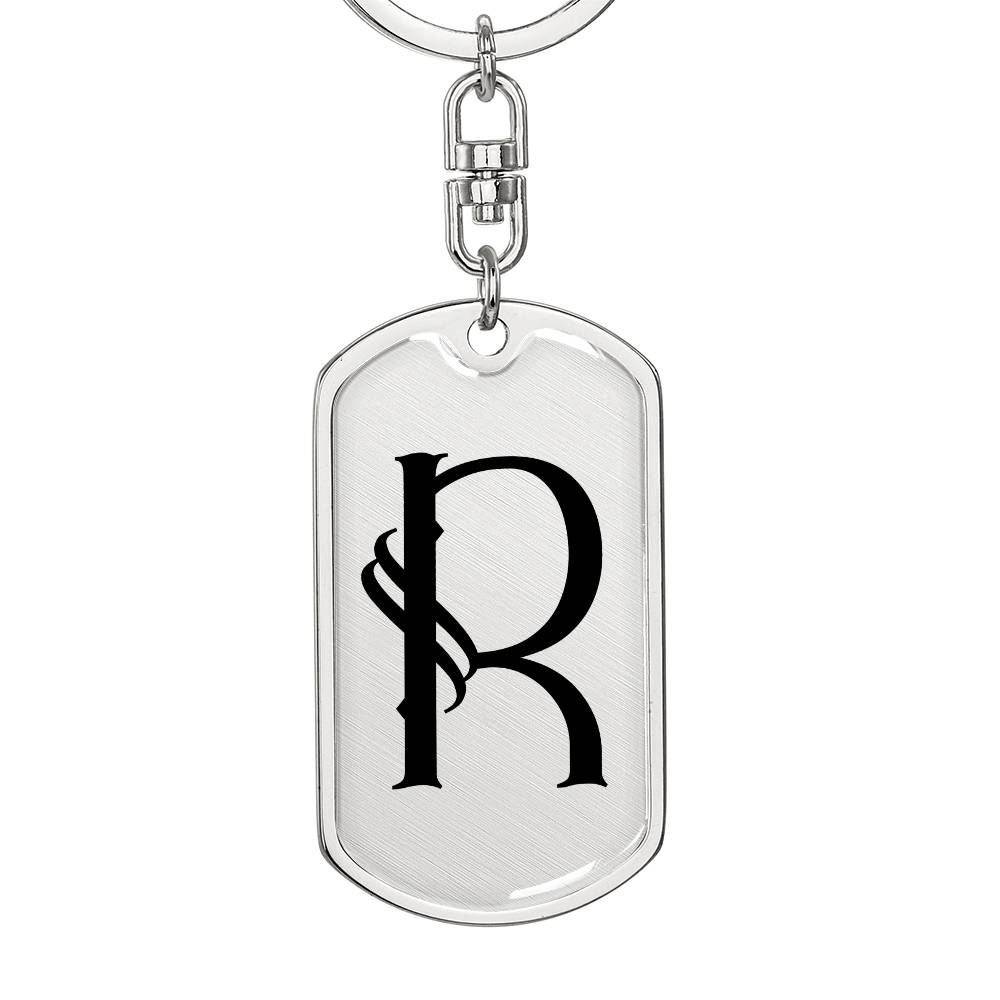 Initial R v001-11 - Luxury Dog Tag Keychain