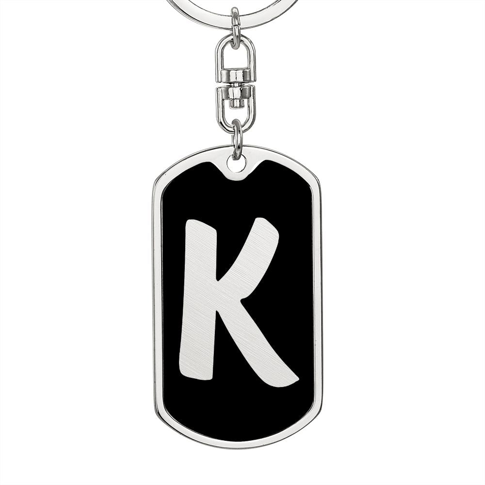 Initial K v2b - Luxury Dog Tag Keychain