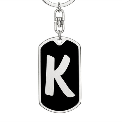 Initial K v2b - Luxury Dog Tag Keychain