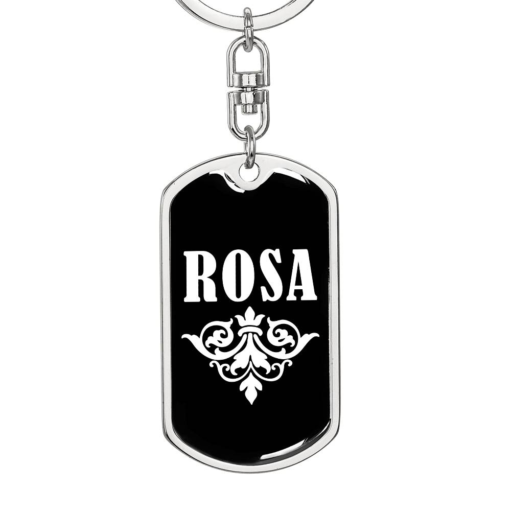 Rosa v03a - Luxury Dog Tag Keychain