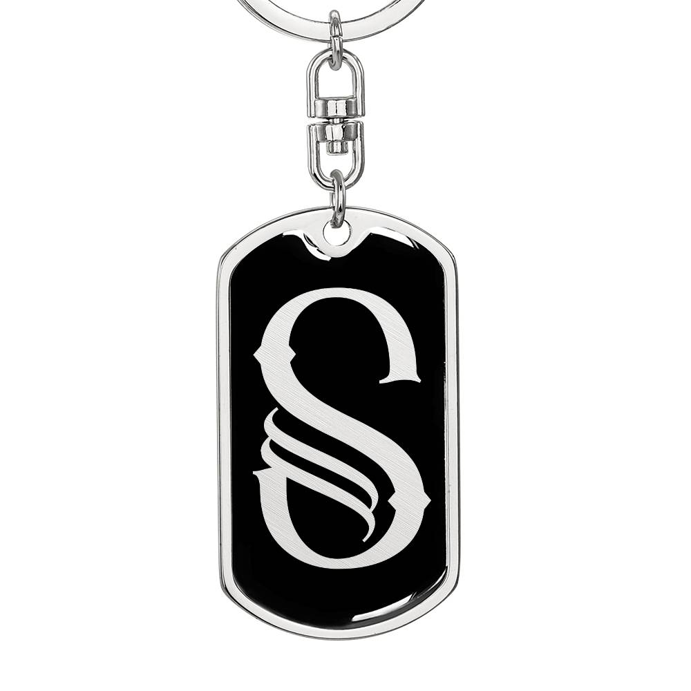 Initial S v001-12 - Luxury Dog Tag Keychain