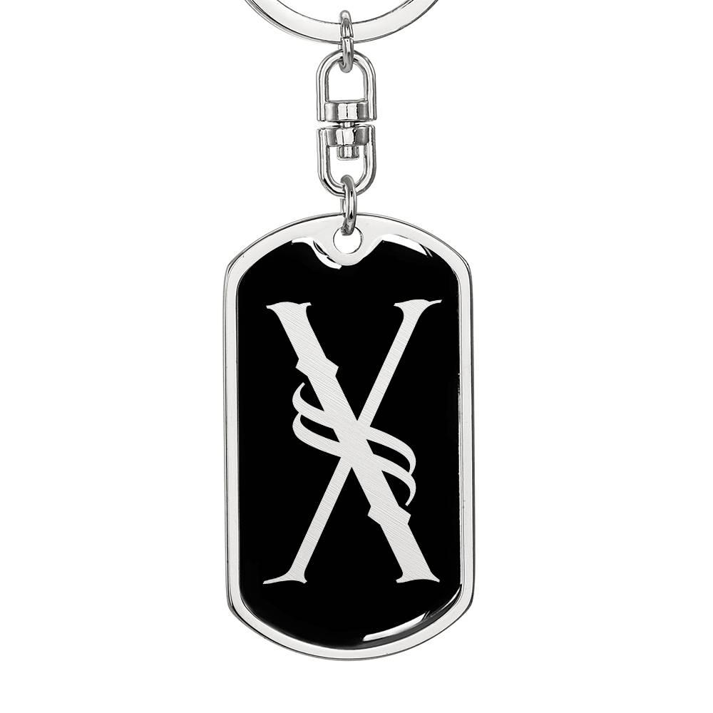 Initial X v001-12 - Luxury Dog Tag Keychain