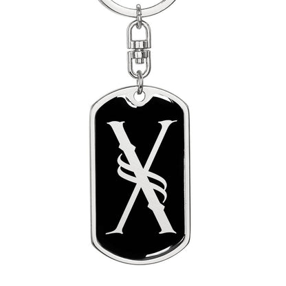 Initial X v001-12 - Luxury Dog Tag Keychain