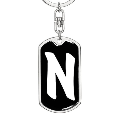Initial N v3b - Luxury Dog Tag Keychain