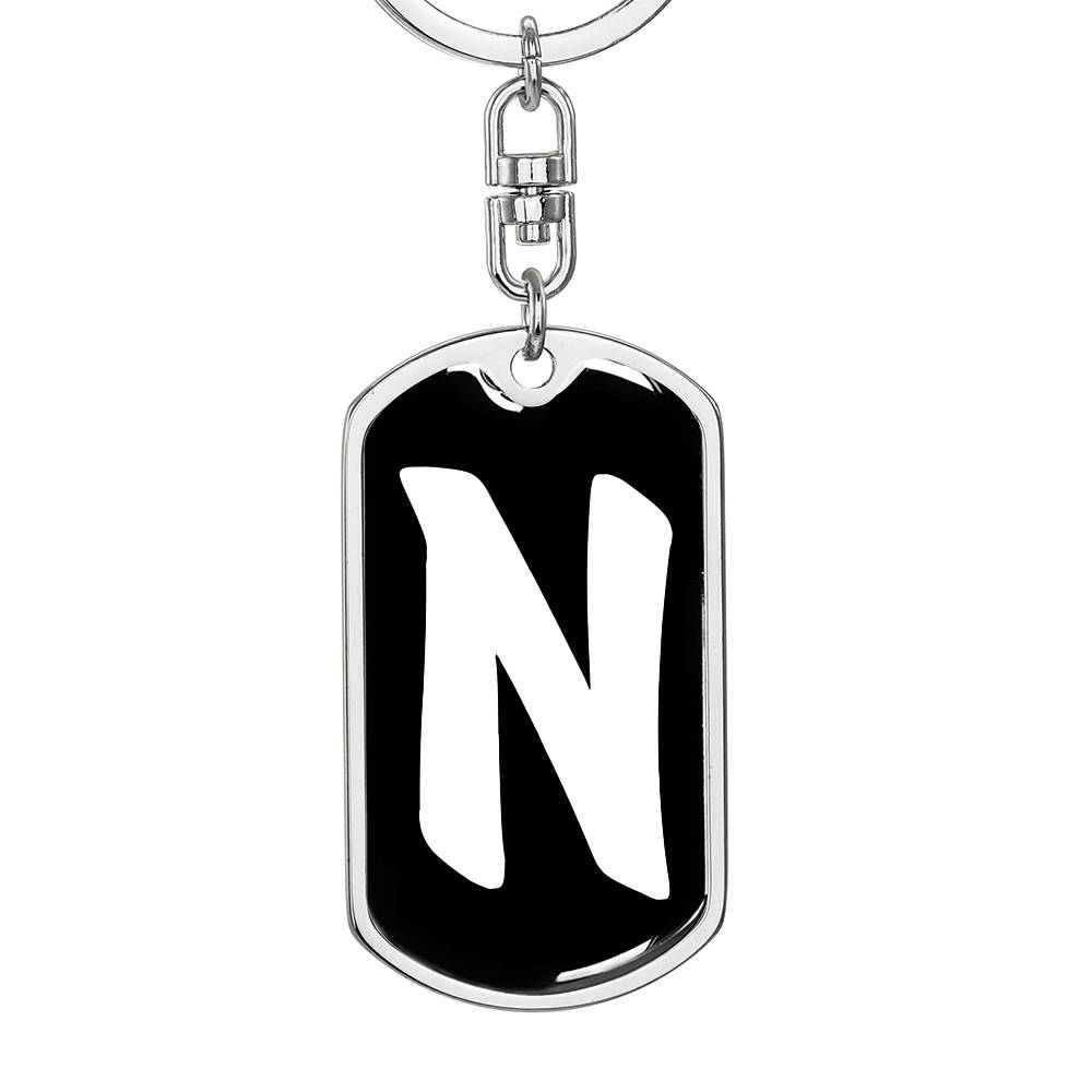 Initial N v3b - Luxury Dog Tag Keychain