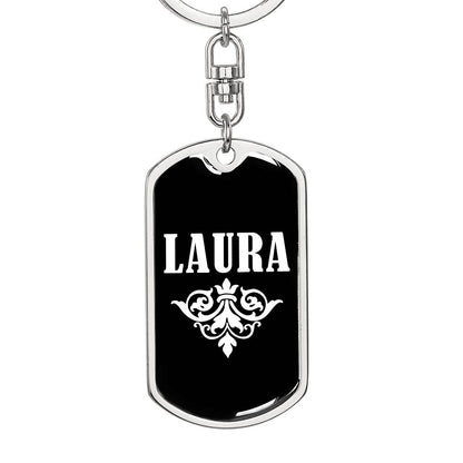 Laura v03a - Luxury Dog Tag Keychain