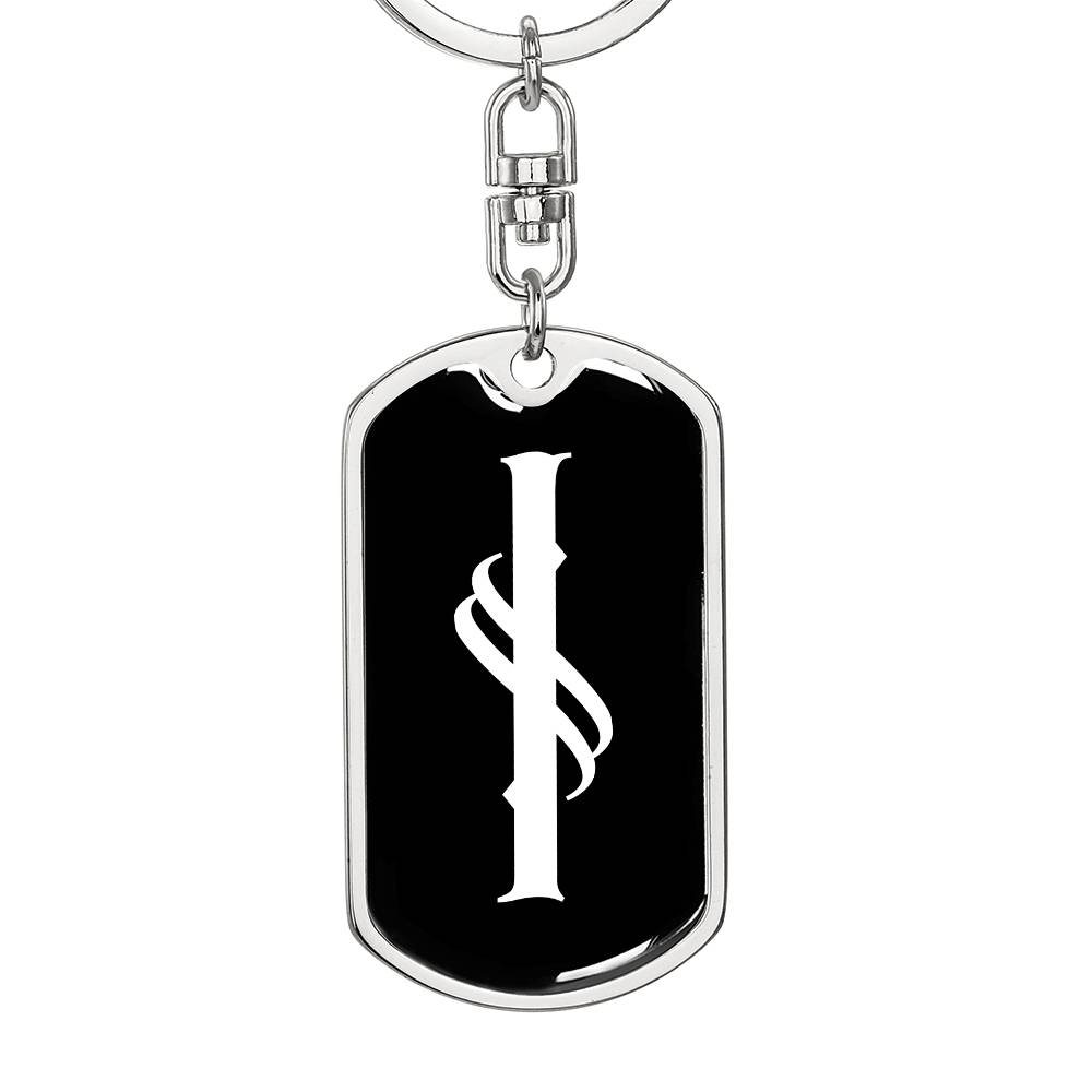 Initial I v001-13 - Luxury Dog Tag Keychain
