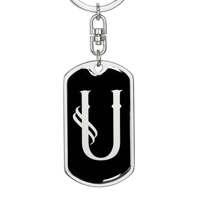 Initial U v001-12 - Luxury Dog Tag Keychain