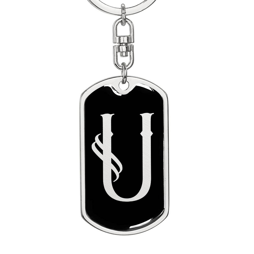 Initial U v001-12 - Luxury Dog Tag Keychain