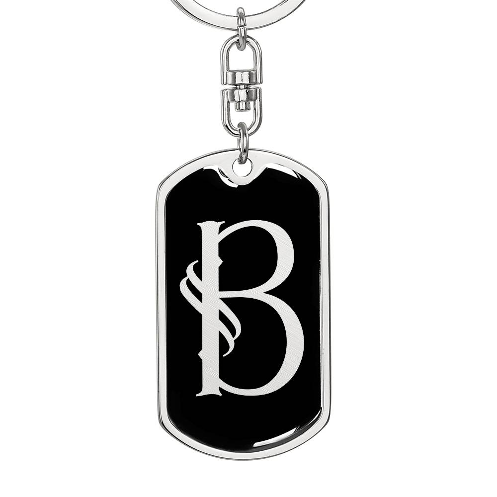 Initial B v001-12 - Luxury Dog Tag Keychain