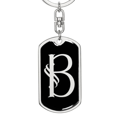 Initial B v001-12 - Luxury Dog Tag Keychain