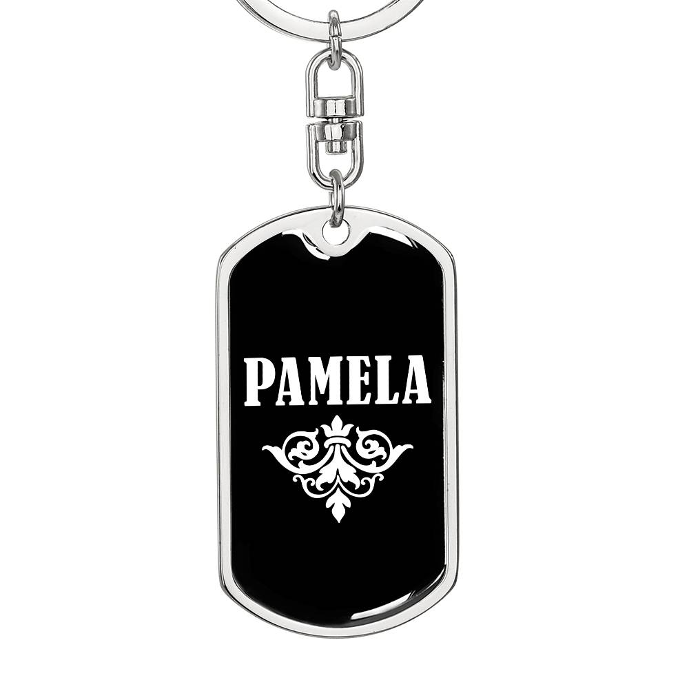 Pamela v03a - Luxury Dog Tag Keychain