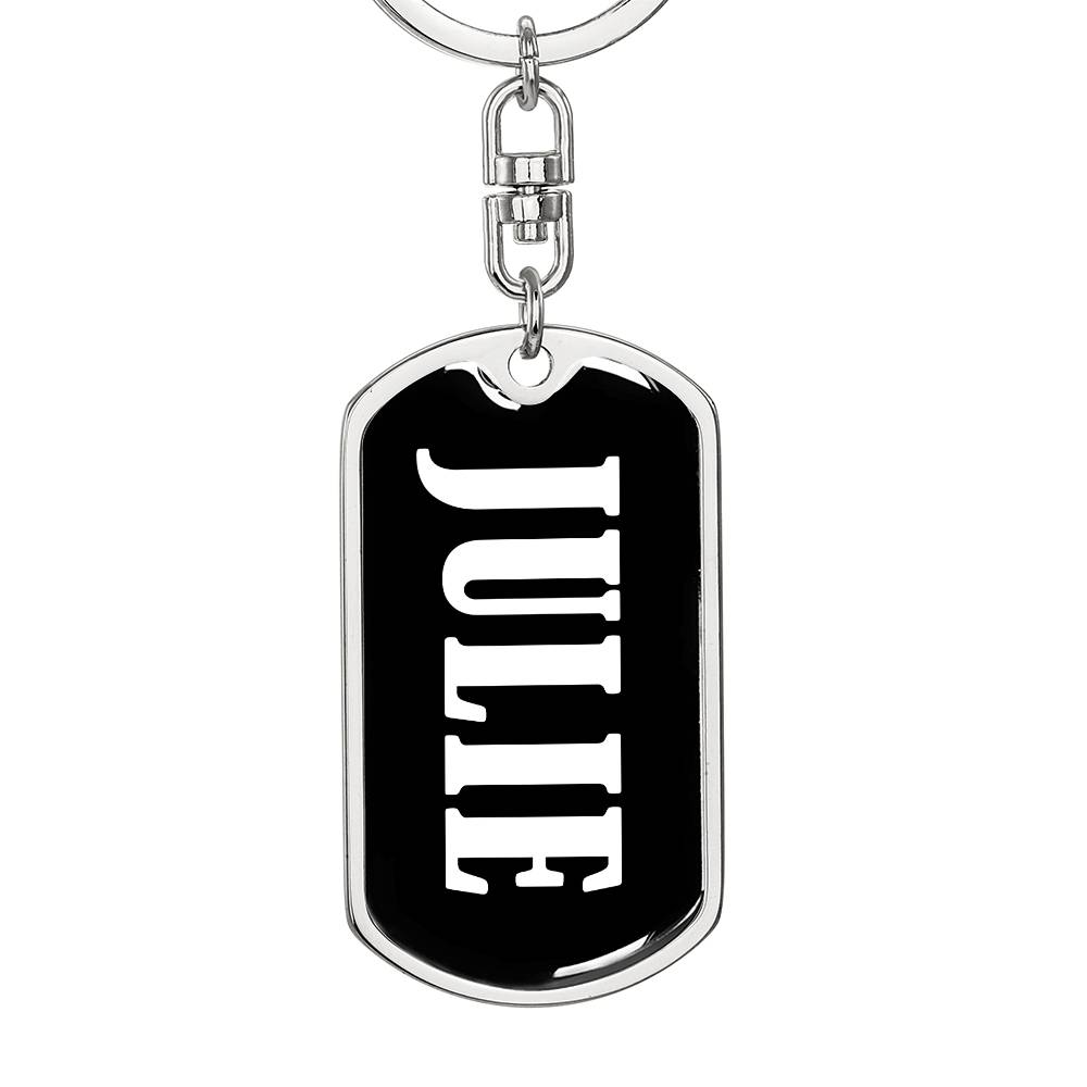 Julie v01w - Luxury Dog Tag Keychain