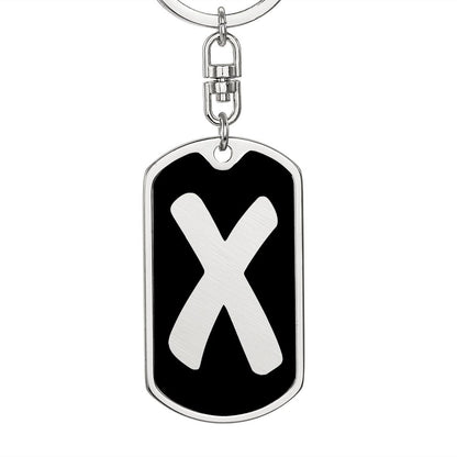 Initial X v2b - Luxury Dog Tag Keychain