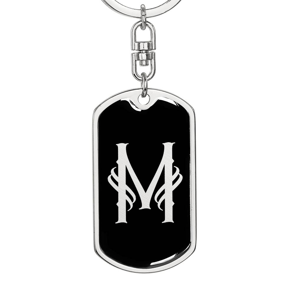 Initial M v001-12 - Luxury Dog Tag Keychain