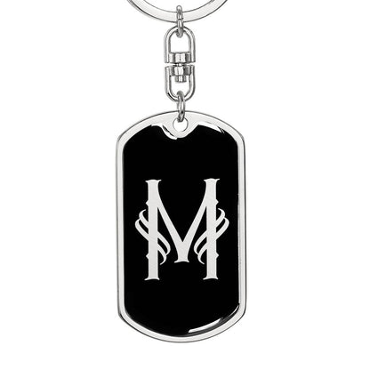 Initial M v001-12 - Luxury Dog Tag Keychain