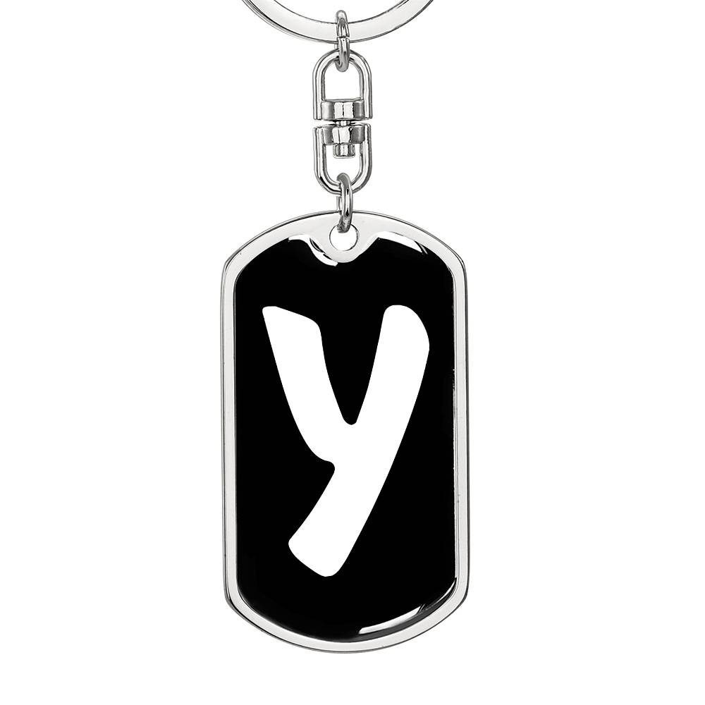 Initial Y v3b - Luxury Dog Tag Keychain