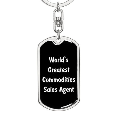 World's Greatest Commodities Sales Agent v3 - Luxury Dog Tag Keychain