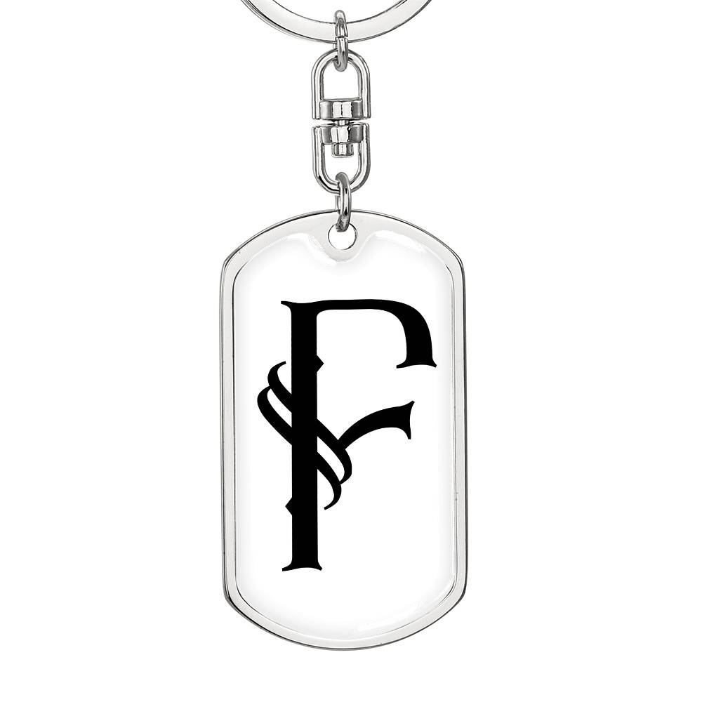 Initial F v001-14 - Luxury Dog Tag Keychain