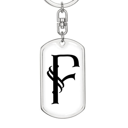 Initial F v001-14 - Luxury Dog Tag Keychain