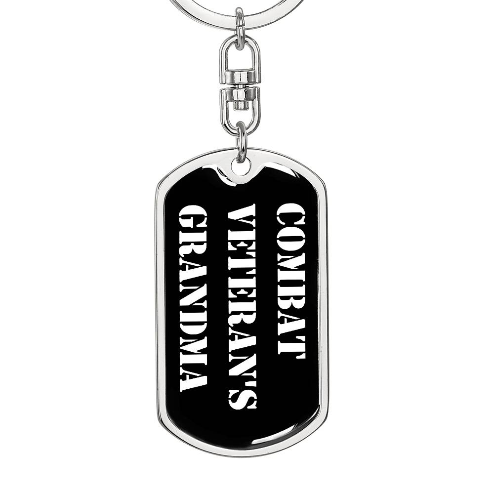 Combat Veteran's Grandma v3 - Luxury Dog Tag Keychain