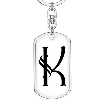 Initial K v001-14 - Luxury Dog Tag Keychain