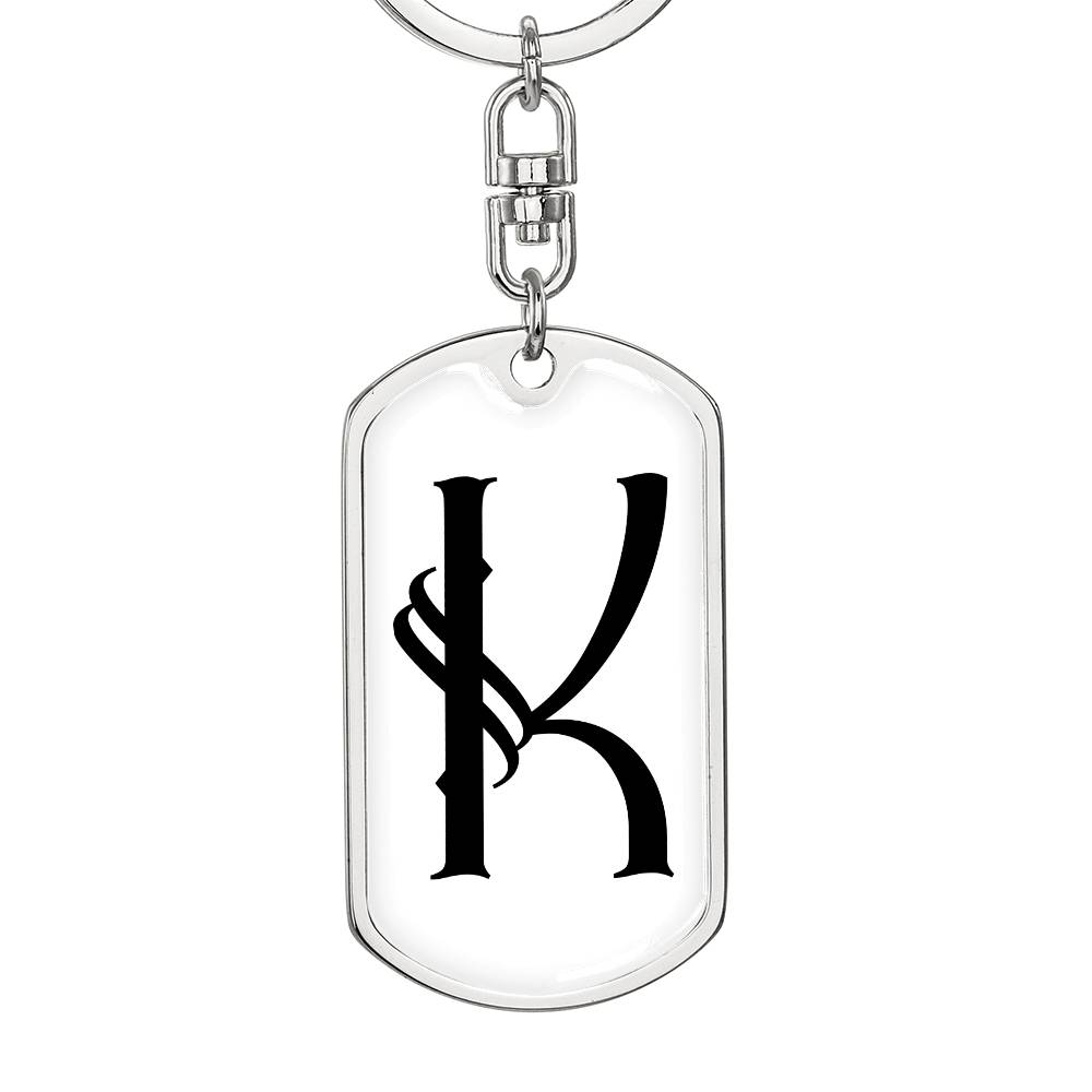 Initial K v001-14 - Luxury Dog Tag Keychain