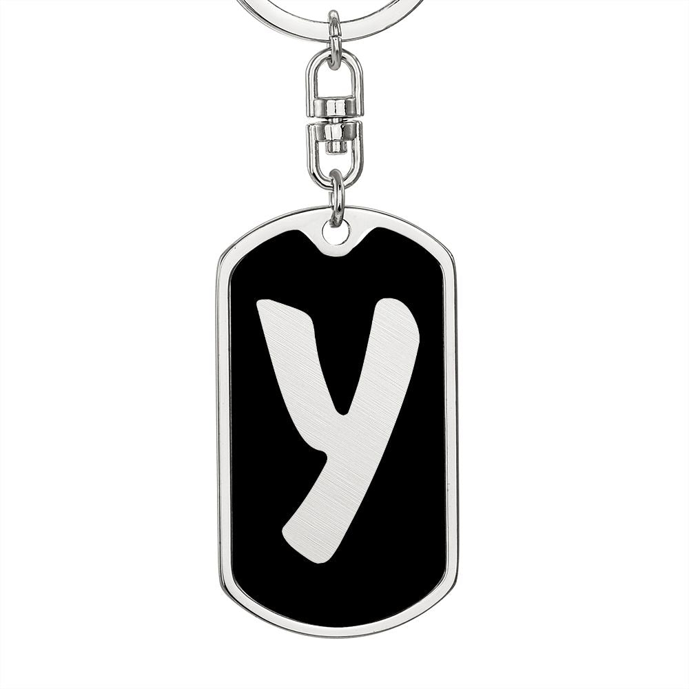 Initial Y v2b - Luxury Dog Tag Keychain