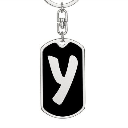 Initial Y v2b - Luxury Dog Tag Keychain