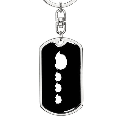 Mama Hedgehog With 3 Hoglets v3 - Luxury Dog Tag Keychain