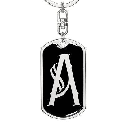 Initial A v001-12 - Luxury Dog Tag Keychain