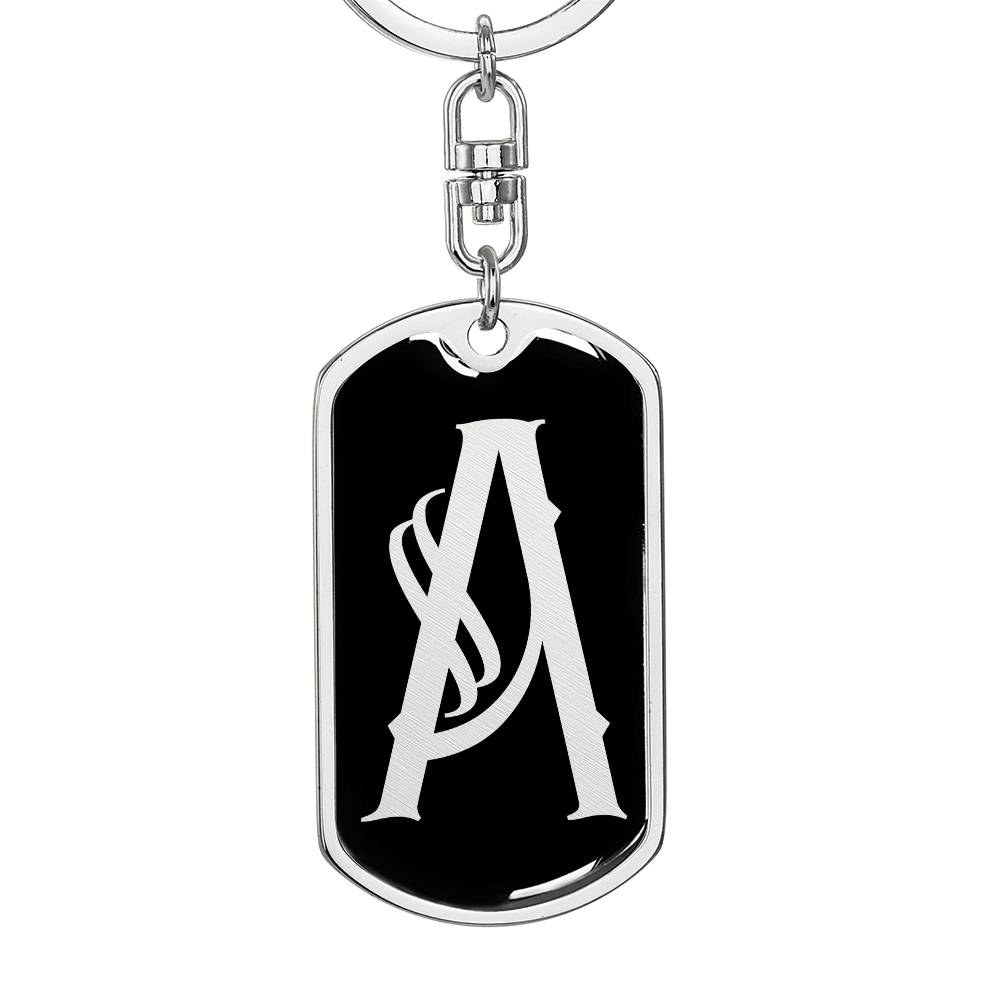 Initial A v001-12 - Luxury Dog Tag Keychain