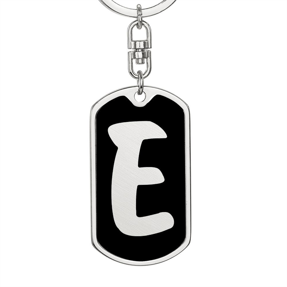 Initial E v2b - Luxury Dog Tag Keychain