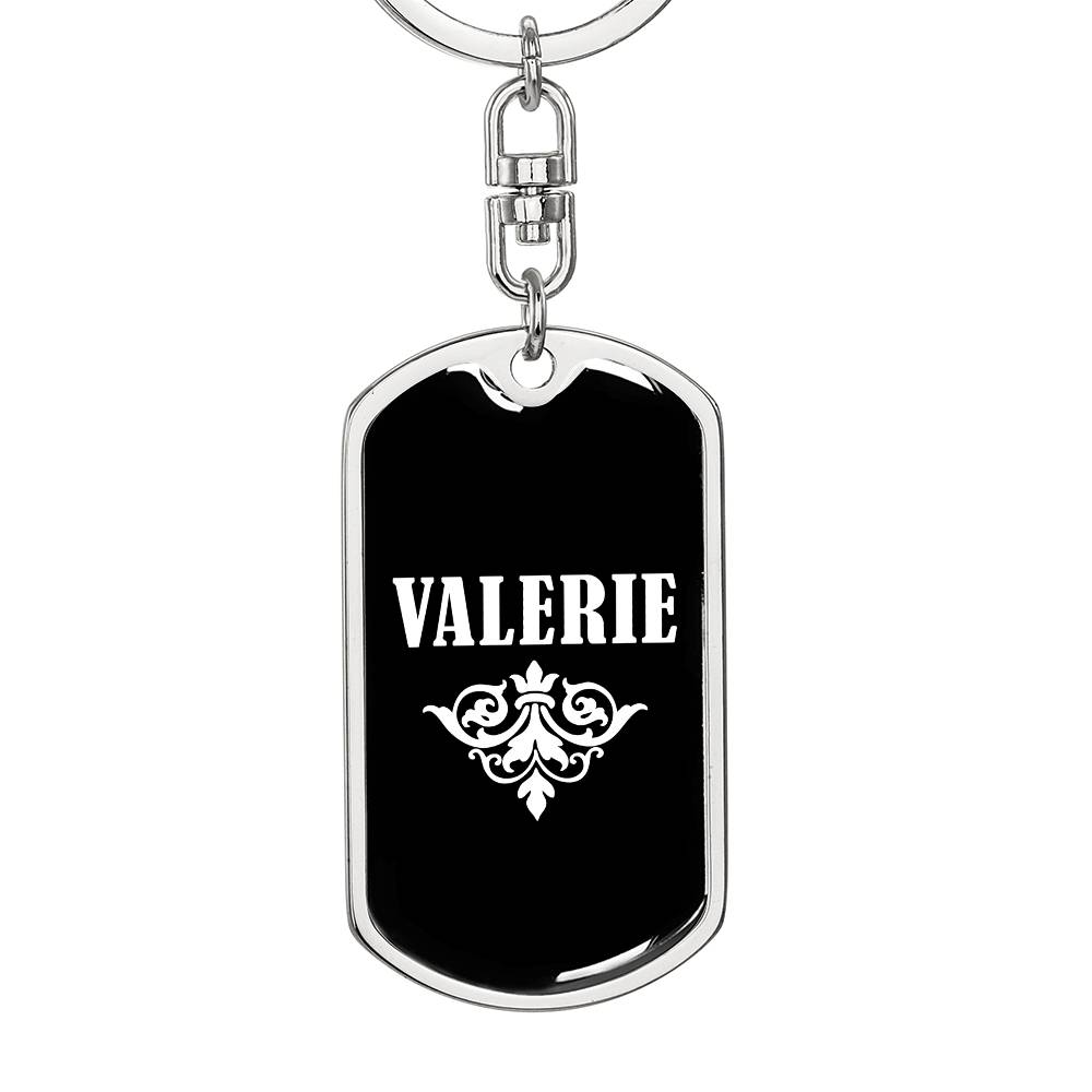 Valerie v03a - Luxury Dog Tag Keychain
