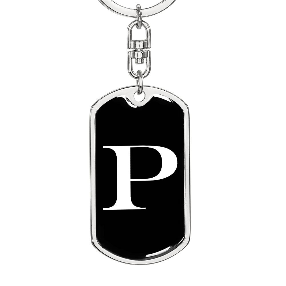 Initial P v3a - Luxury Dog Tag Keychain