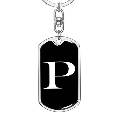 Initial P v3a - Luxury Dog Tag Keychain