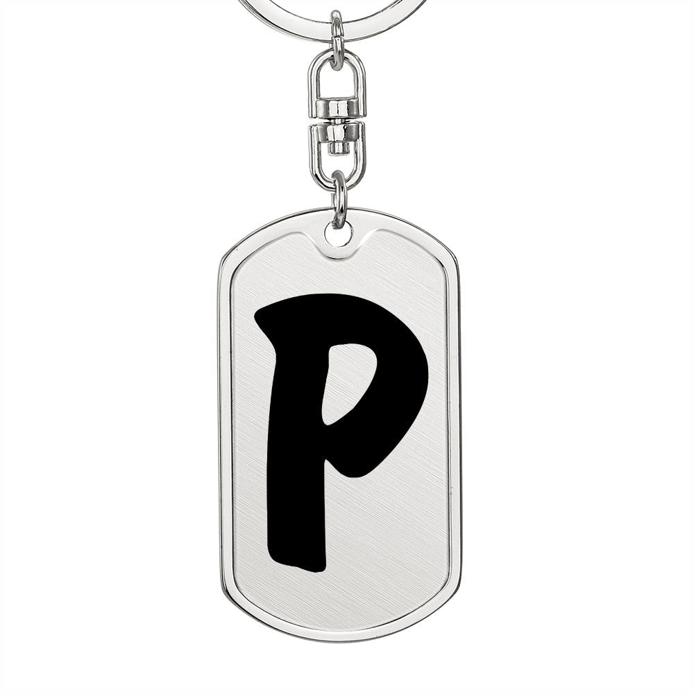 Initial P v1b - Luxury Dog Tag Keychain