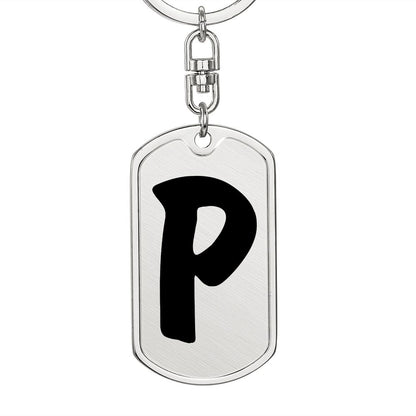 Initial P v1b - Luxury Dog Tag Keychain