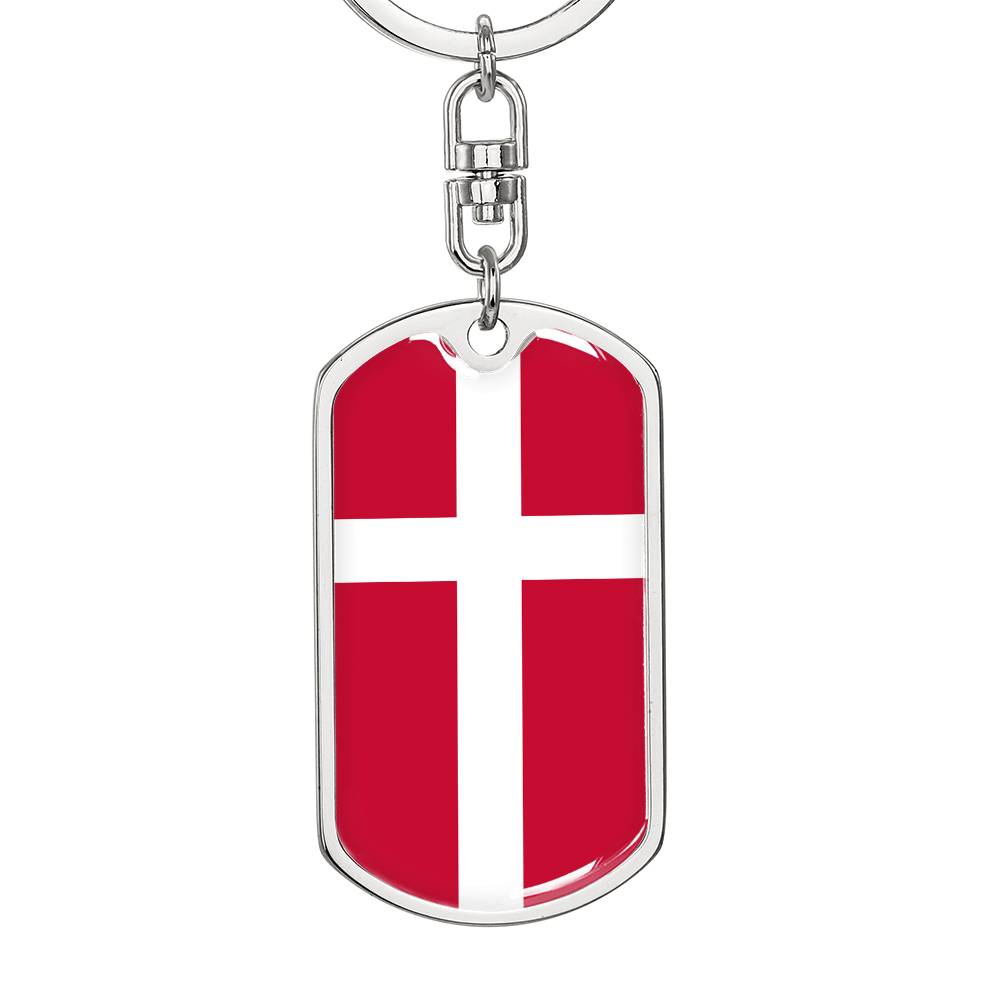 Danish Flag - Luxury Dog Tag Keychain