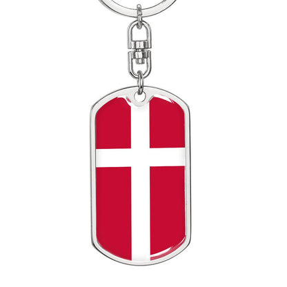 Danish Flag - Luxury Dog Tag Keychain