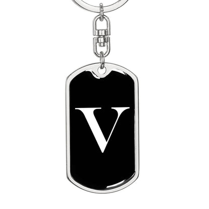 Initial V v3a - Luxury Dog Tag Keychain