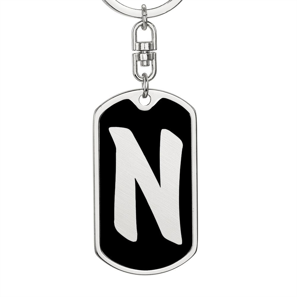 Initial N v2b - Luxury Dog Tag Keychain