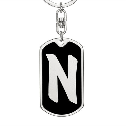 Initial N v2b - Luxury Dog Tag Keychain
