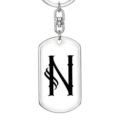 Initial N v001-14 - Luxury Dog Tag Keychain