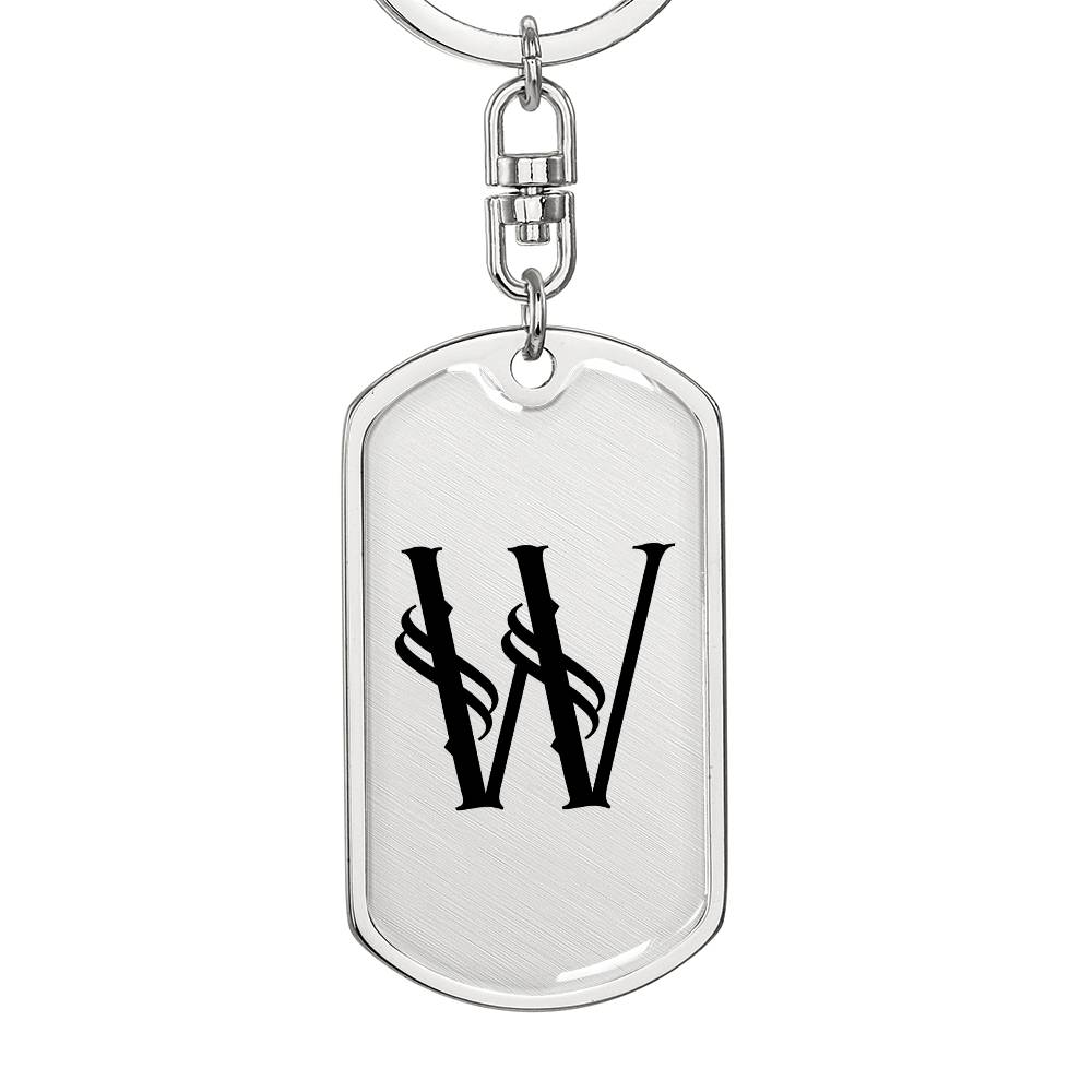 Initial W v001-11 - Luxury Dog Tag Keychain