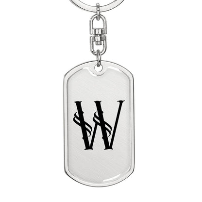 Initial W v001-11 - Luxury Dog Tag Keychain