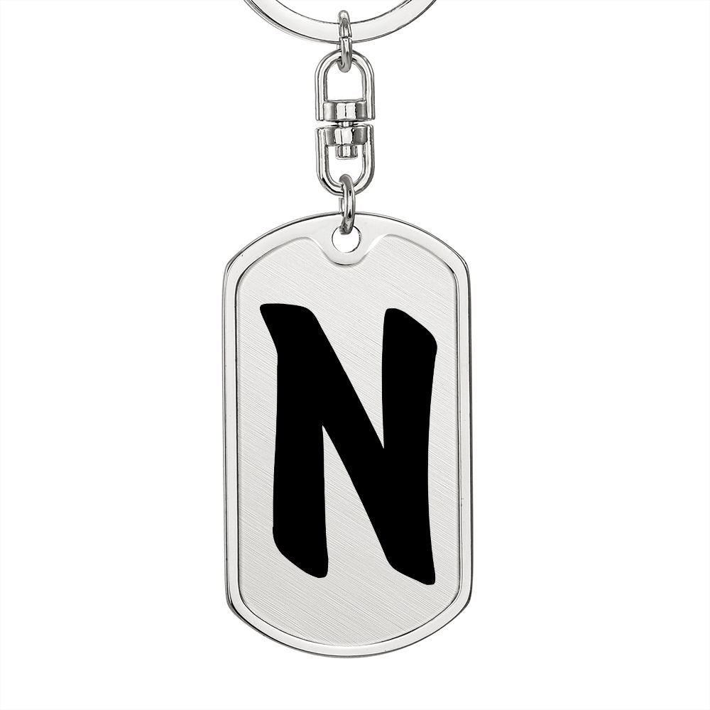 Initial N v1b - Luxury Dog Tag Keychain