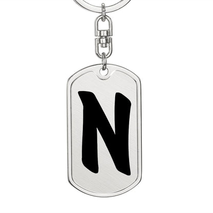 Initial N v1b - Luxury Dog Tag Keychain